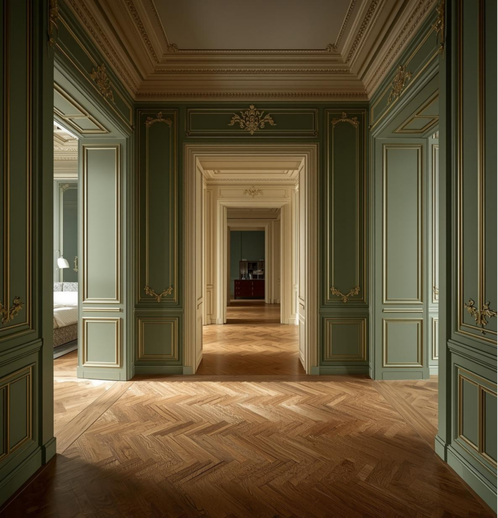 Intérieur d’un appartement haussmannien à Paris accompagné par Rheanov pour un projet de rénovation