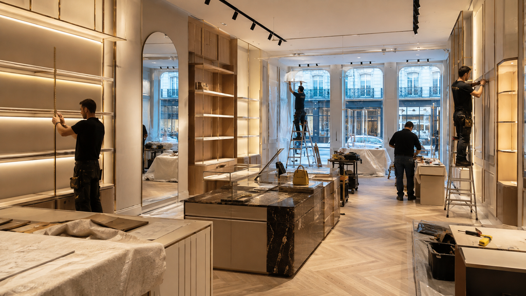 Rénovation et aménagement d’un commerce à Paris accompagnés par Rheanov avec coordination des entreprises et des différents corps d’état