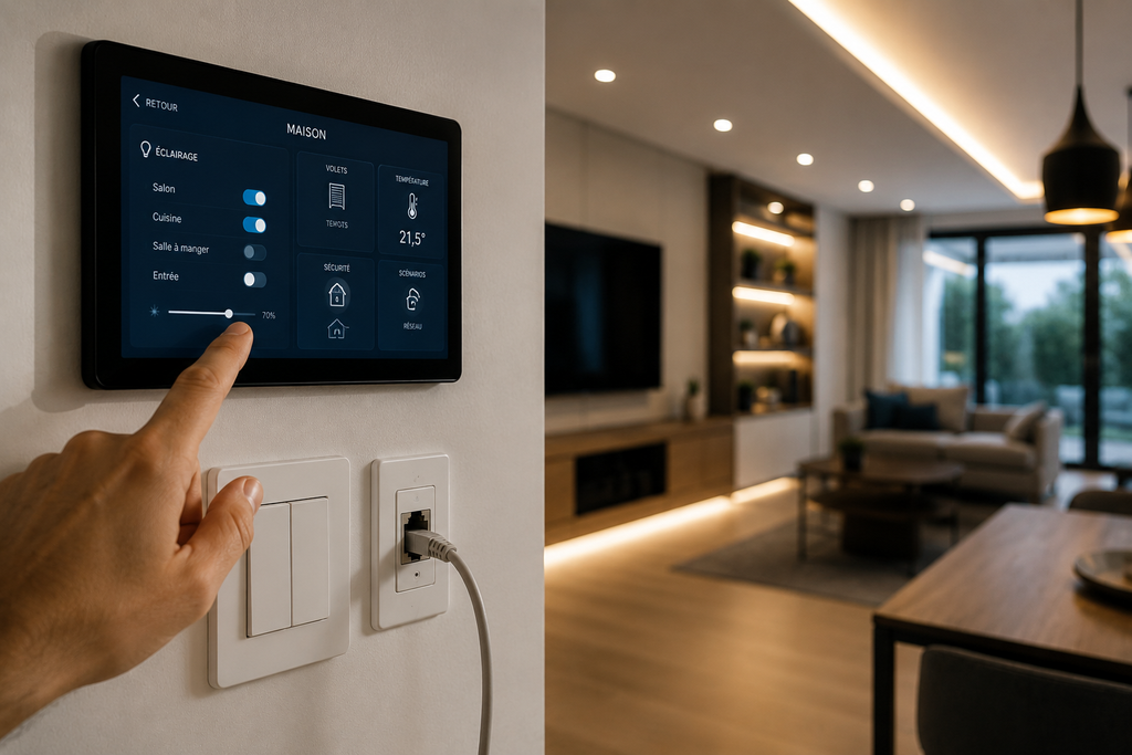 Panneau domotique dans un intérieur moderne