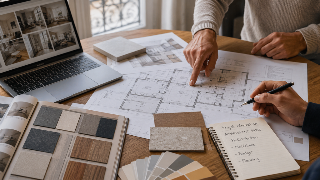 Projets de rénovation accompagnés par Rheanov à Paris et en Île-de-France : logements, copropriétés, bureaux, commerces, rénovation énergétique et sinistres