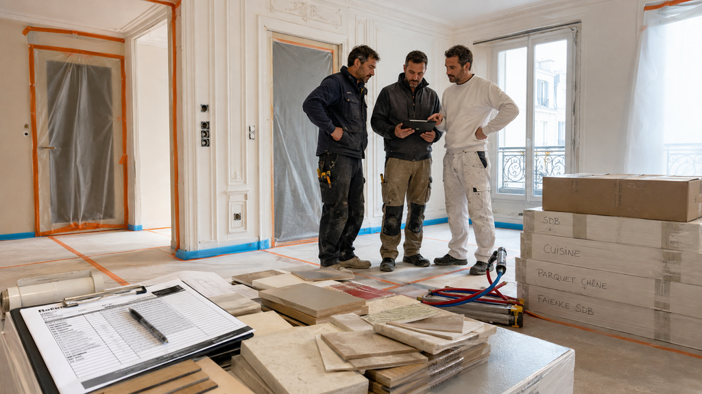 Réunion de chantier pour préparer et organiser le lancement des travaux à Paris