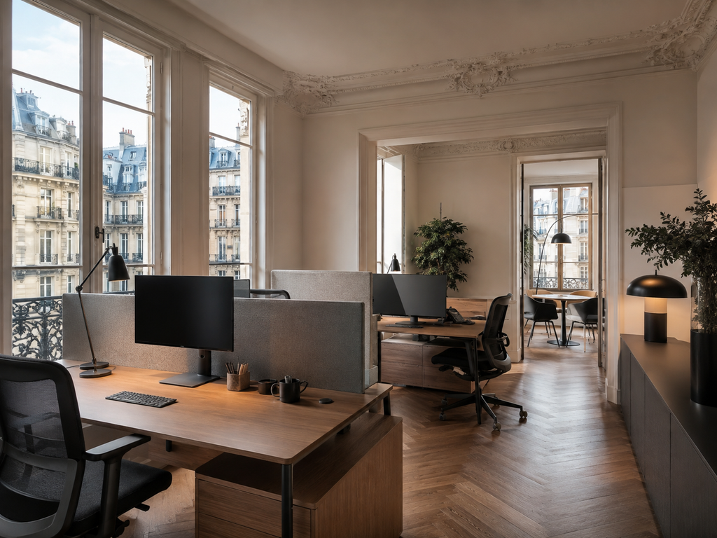 Projet d’aménagement et de rénovation de bureaux accompagné par Rheanov avec les entreprises et intervenants du chantier
