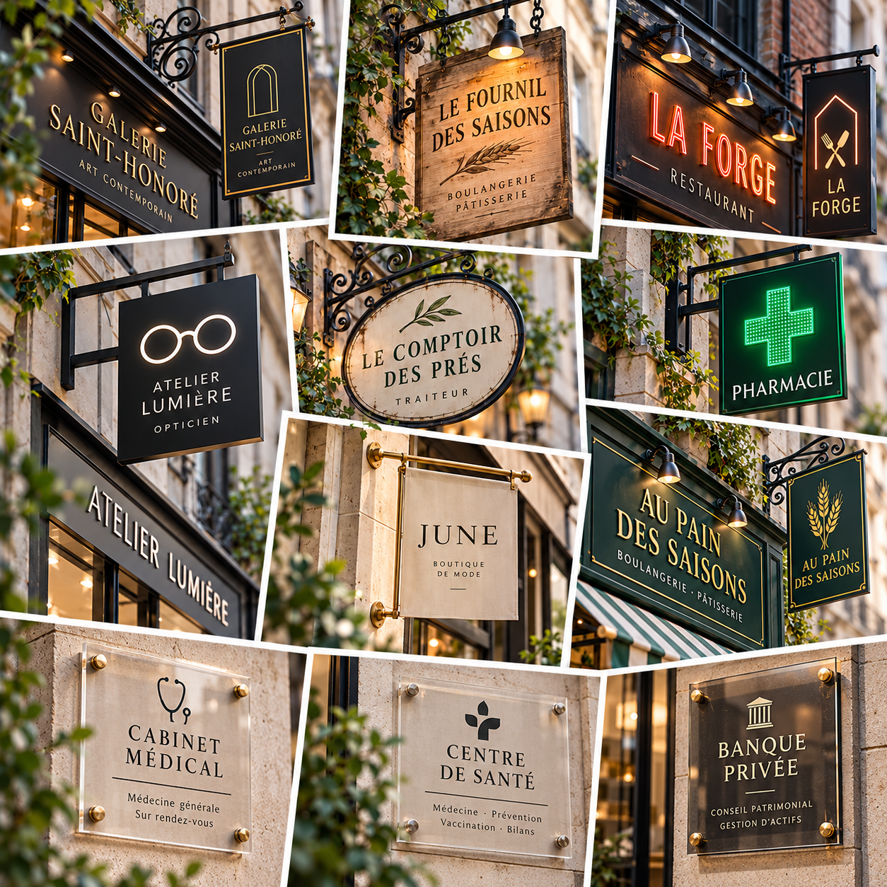 Enseignes, drapeaux et plaques professionnelles pour commerces ou professions libérales à Paris